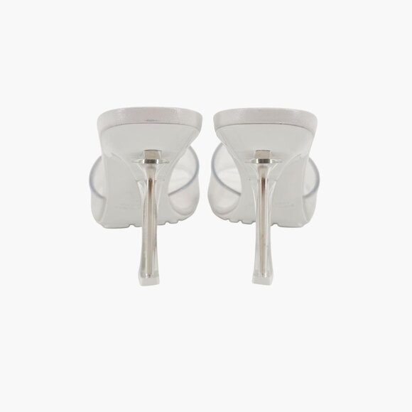 Bottega Veneta Stretch Mule Sandals Size 39 US 9 White Glass Clear Rubber Heels - Picture 9 of 15